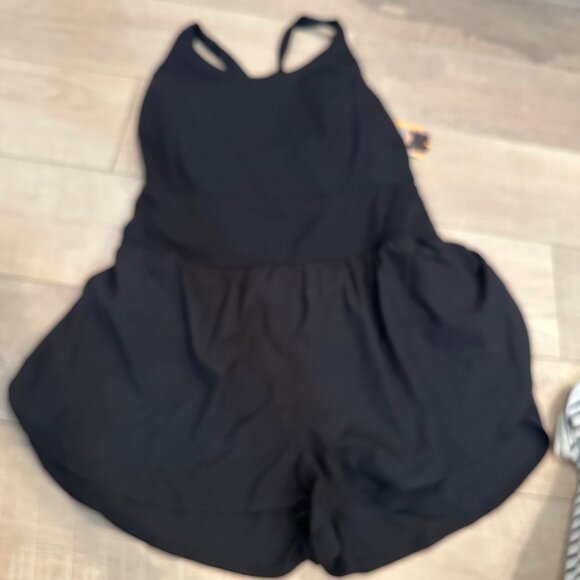 Womens Black Athletic Romper With Strappy Back Size L (12-14) By Avia Stretch Ny - Picture 2 of 7